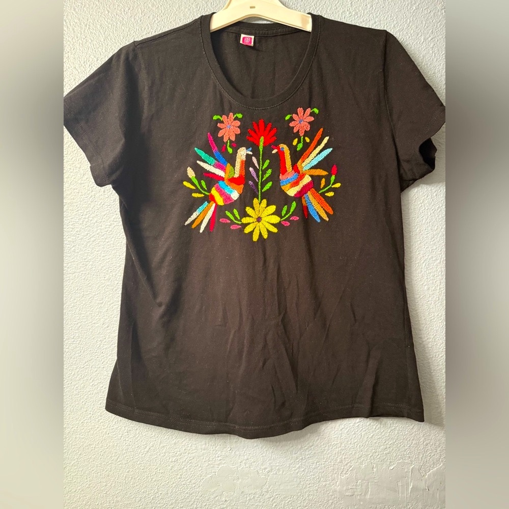 Mexican Embroidered Black Women's Top NWOT